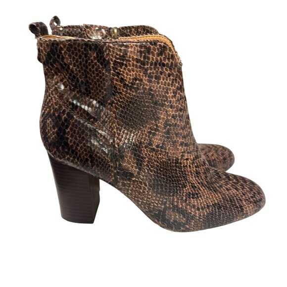 Lucca Lane Brown Snakeskin Print Leather Ankle Boots With Block Heel Size 9Women - Picture 3 of 8